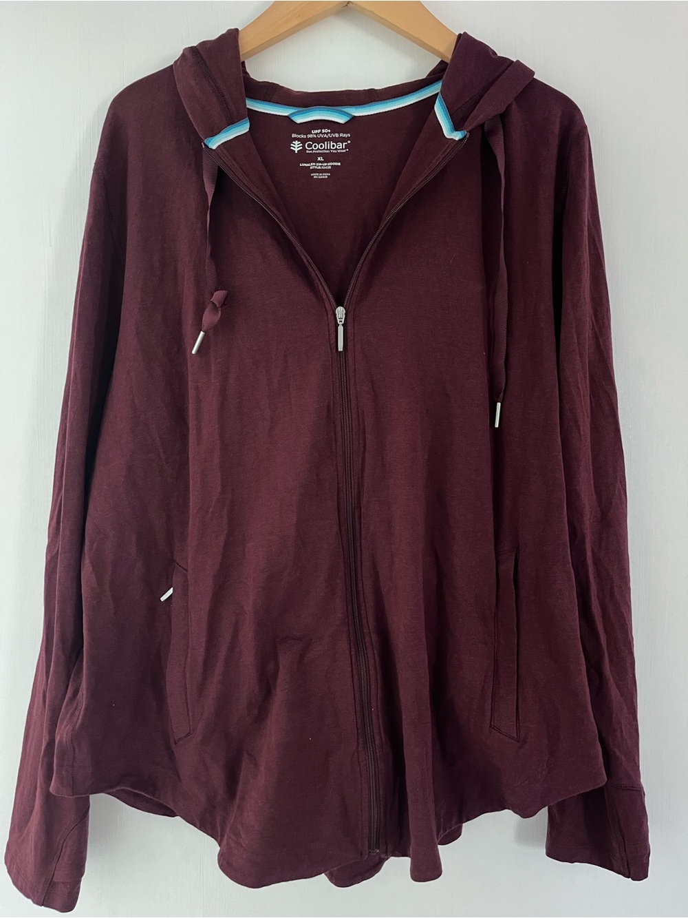 Coolibar Lumileo Burgundy Zip Hoodie